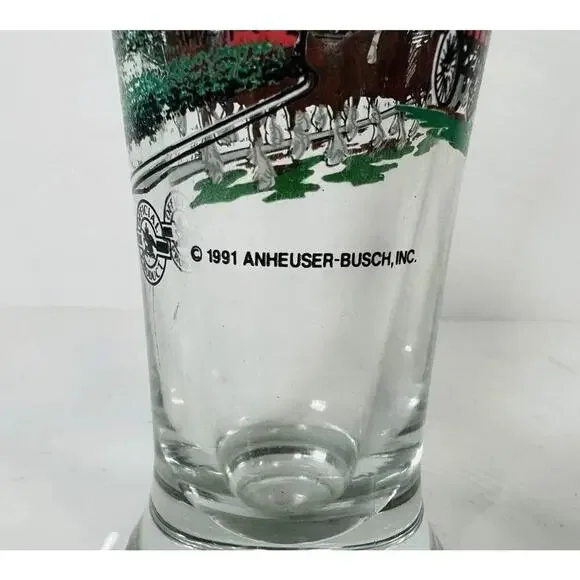 Set of 12 Vintage Budweiser Clydesdale 1991 Fluted Pilsner 12 Oz Beer Glass - Picture 2 of 3